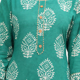 Sea Green Batik Hand Block Printed Cotton Suit Set