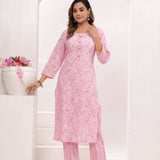 Colours of Pink Jaipuri Cotton Printed Suit Set