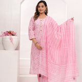 Colours of Pink Jaipuri Cotton Printed Suit Set