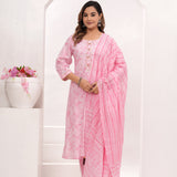 Colours of Pink Jaipuri Cotton Printed Suit Set