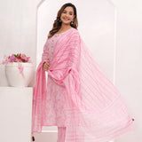 Colours of Pink Jaipuri Cotton Printed Suit Set