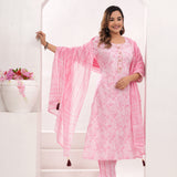 Colours of Pink Jaipuri Cotton Printed Suit Set