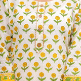 Yellow Butti Hand Block Printed Cotton Suit Set