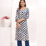 Indigo Blue Hand Block Printed Cotton Suit Set