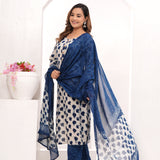 Indigo Blue Hand Block Printed Cotton Suit Set