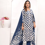 Indigo Blue Hand Block Printed Cotton Suit Set