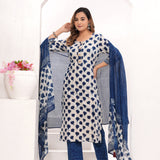 Indigo Blue Hand Block Printed Cotton Suit Set