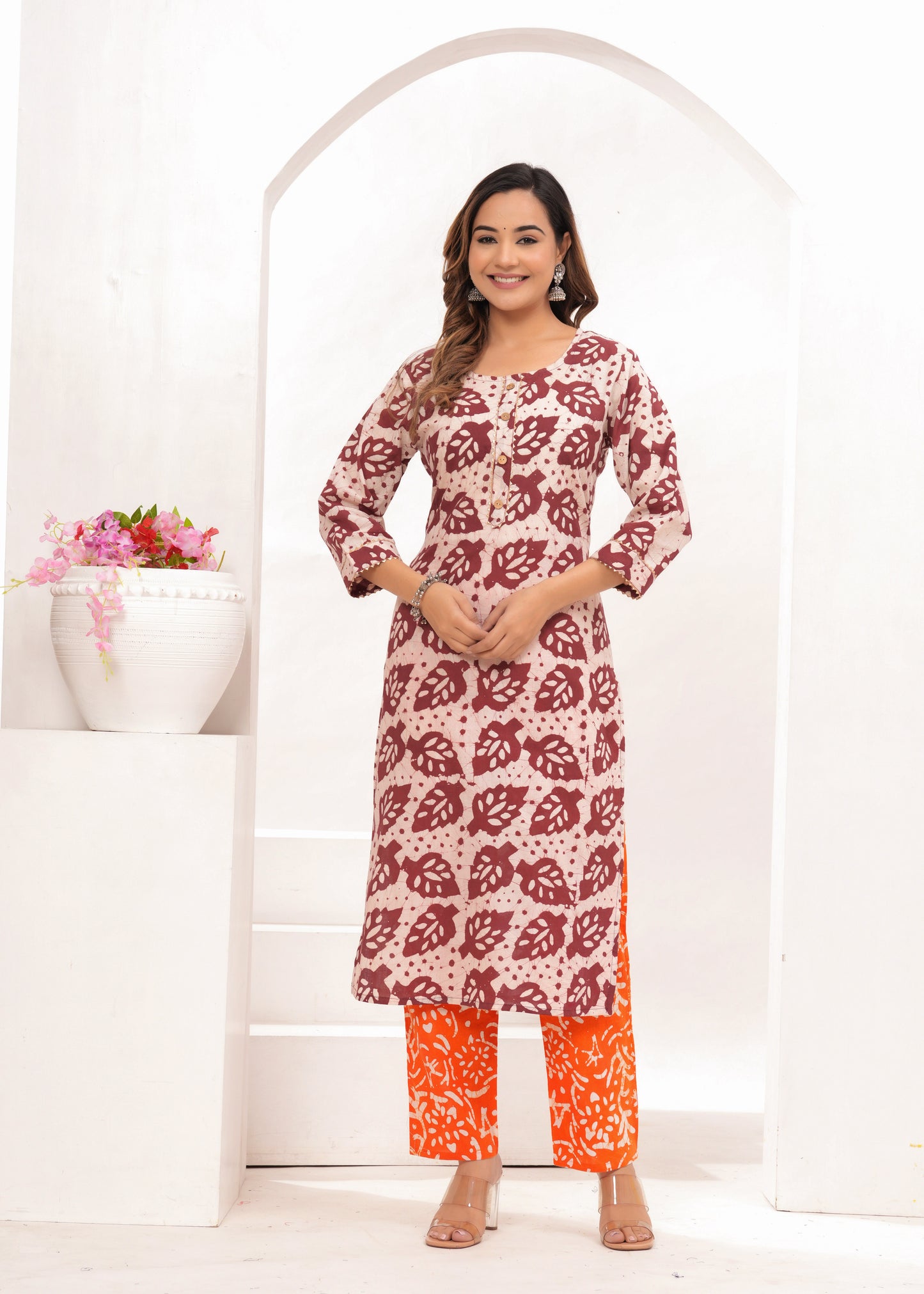Wax Batik Hand Block Printed Cotton Suit Set