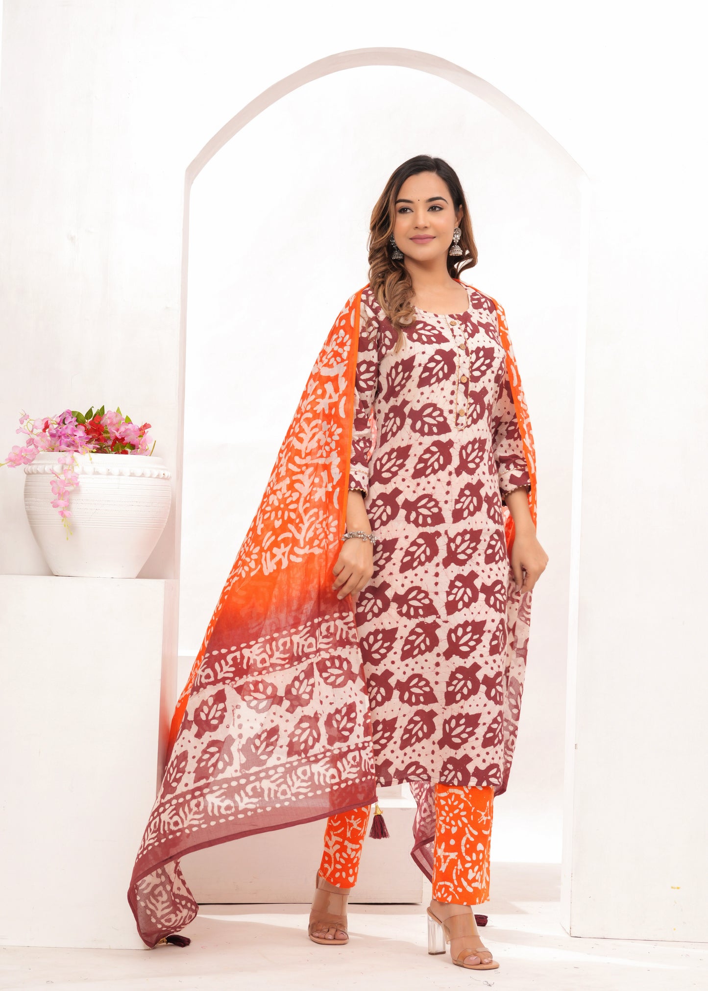 Wax Batik Hand Block Printed Cotton Suit Set