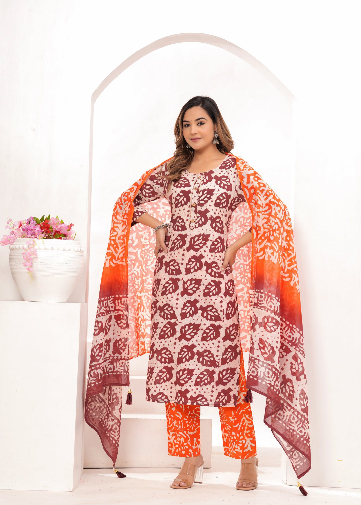 Wax Batik Hand Block Printed Cotton Suit Set