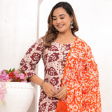 Wax Batik Hand Block Printed Cotton Suit Set