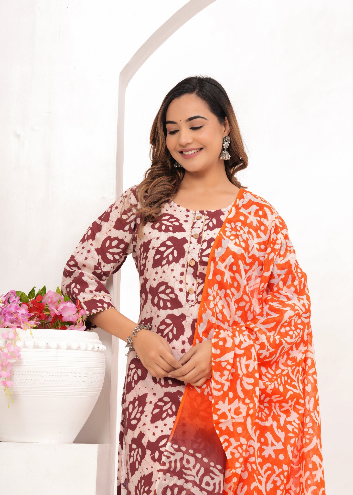 Wax Batik Hand Block Printed Cotton Suit Set