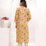 Yellow Hand Block Printed Cotton Suit Set