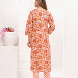 Peach Floral Jaal Hand Block Printed Cotton Suit Set