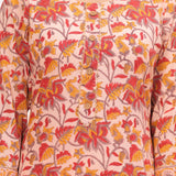 Peach Floral Jaal Hand Block Printed Cotton Suit Set