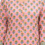 Peach Butti Cotton Hand Block Printed Suit Set