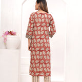 Bagru Red Hand Block Printed Cotton Suit Set