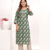 Green Bagru Hand Block Printed Cotton Suit Set