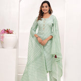 Green Butti Jaipuri Cotton Suit Set