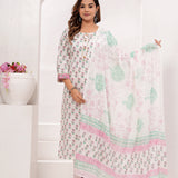 Pink Butti Hand Block Printed Cotton Suit Set