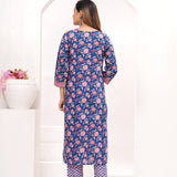 Royal Blue Hand Block Printed Cotton Suit Set