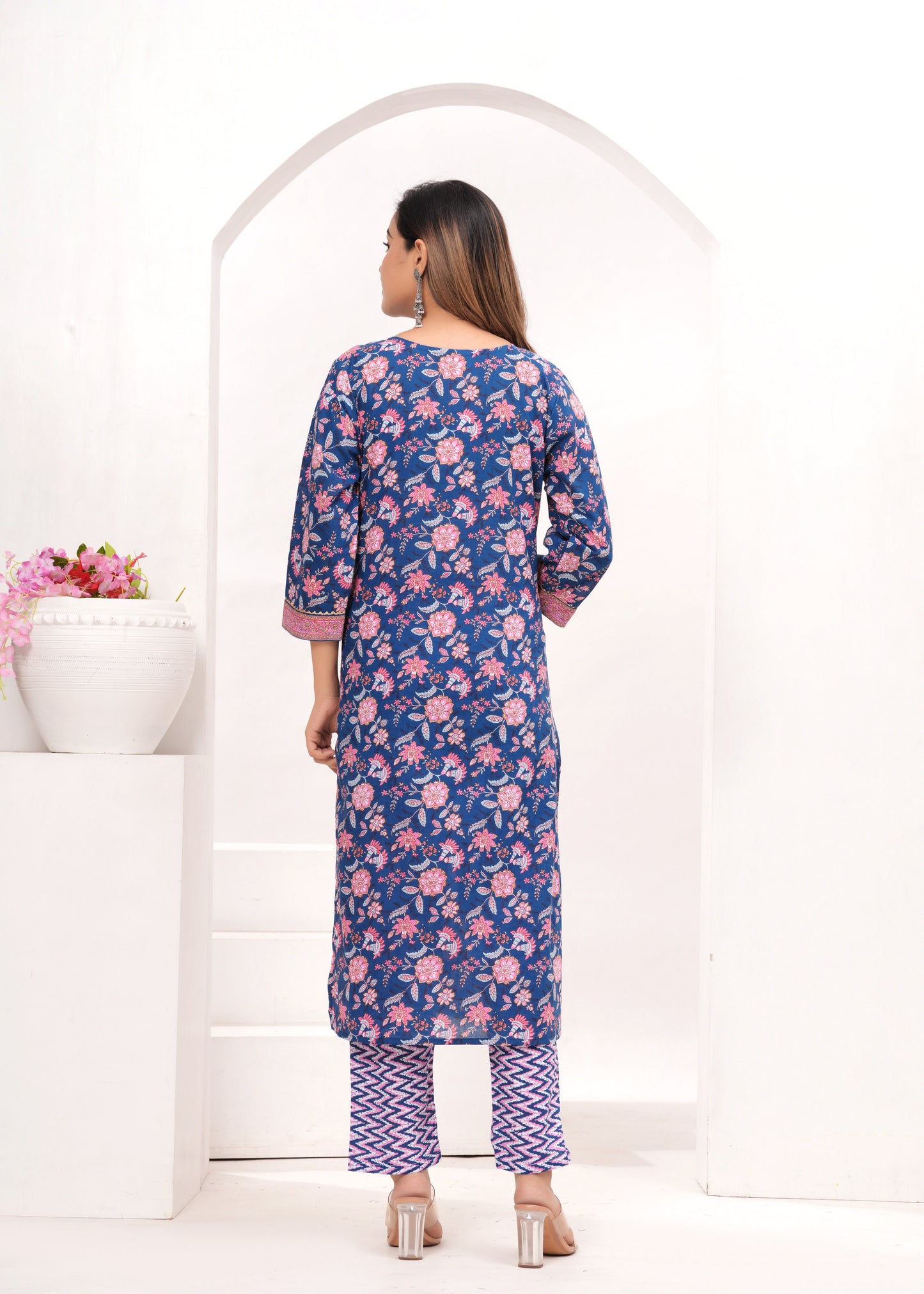 Royal Blue Hand Block Printed Cotton Suit Set