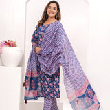 Royal Blue Hand Block Printed Cotton Suit Set