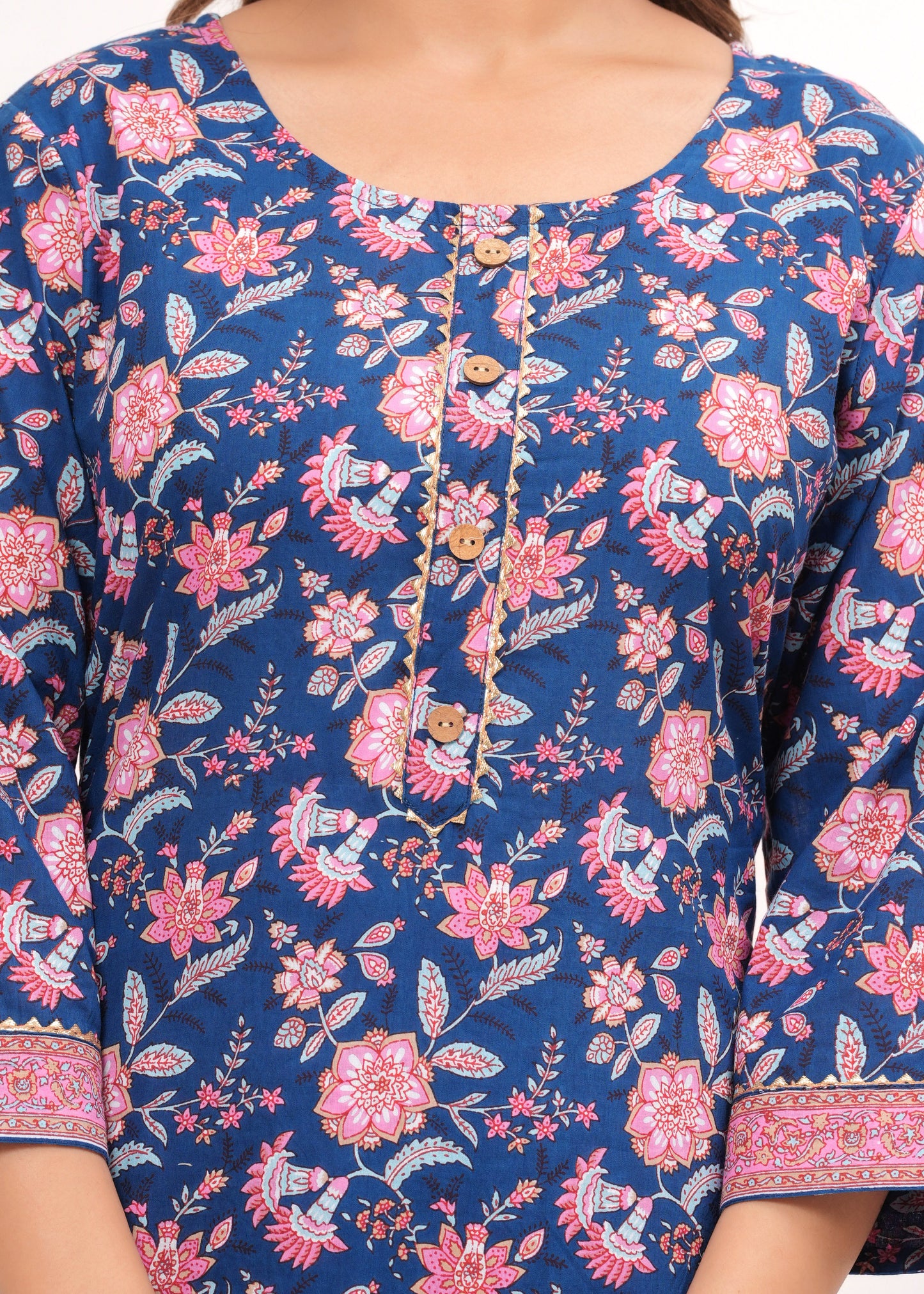 Royal Blue Hand Block Printed Cotton Suit Set