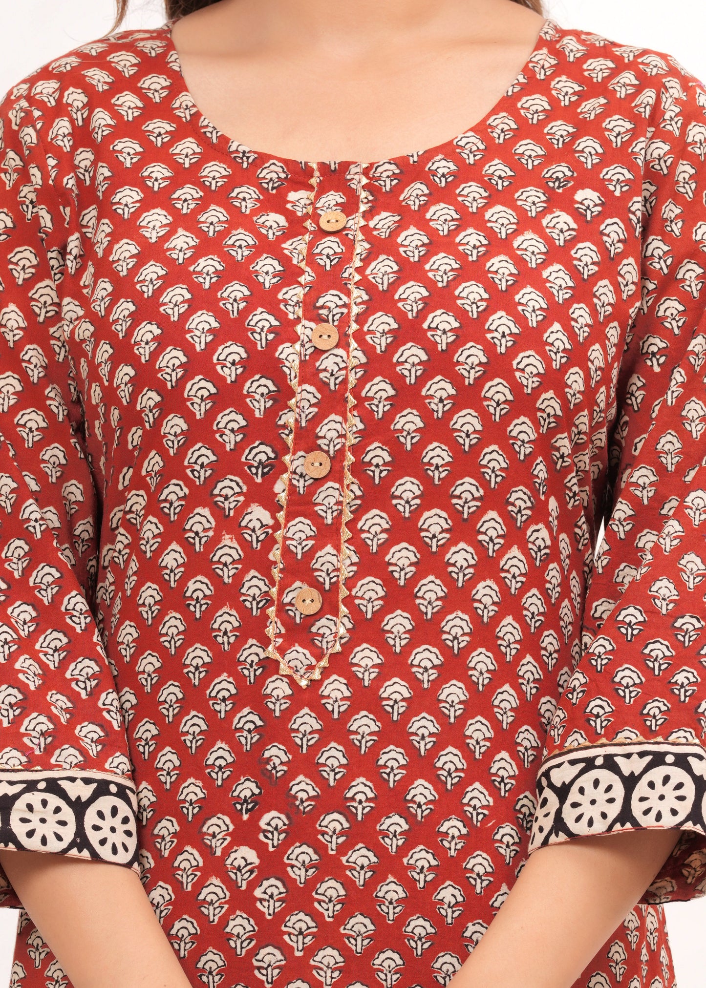 Red Bagru Hand Block Printed Suit Set