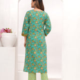 Sea Green Jaipuri Printed Cotton Suit Set