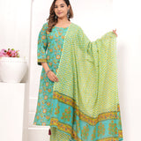 Sea Green Jaipuri Printed Cotton Suit Set