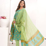 Sea Green Jaipuri Printed Cotton Suit Set