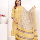 Butter Yellow Bagru Hand Block Printed Suit Set