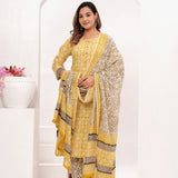 Butter Yellow Bagru Hand Block Printed Suit Set