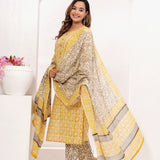 Butter Yellow Bagru Hand Block Printed Suit Set