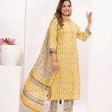 Butter Yellow Bagru Hand Block Printed Suit Set