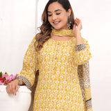 Butter Yellow Bagru Hand Block Printed Suit Set