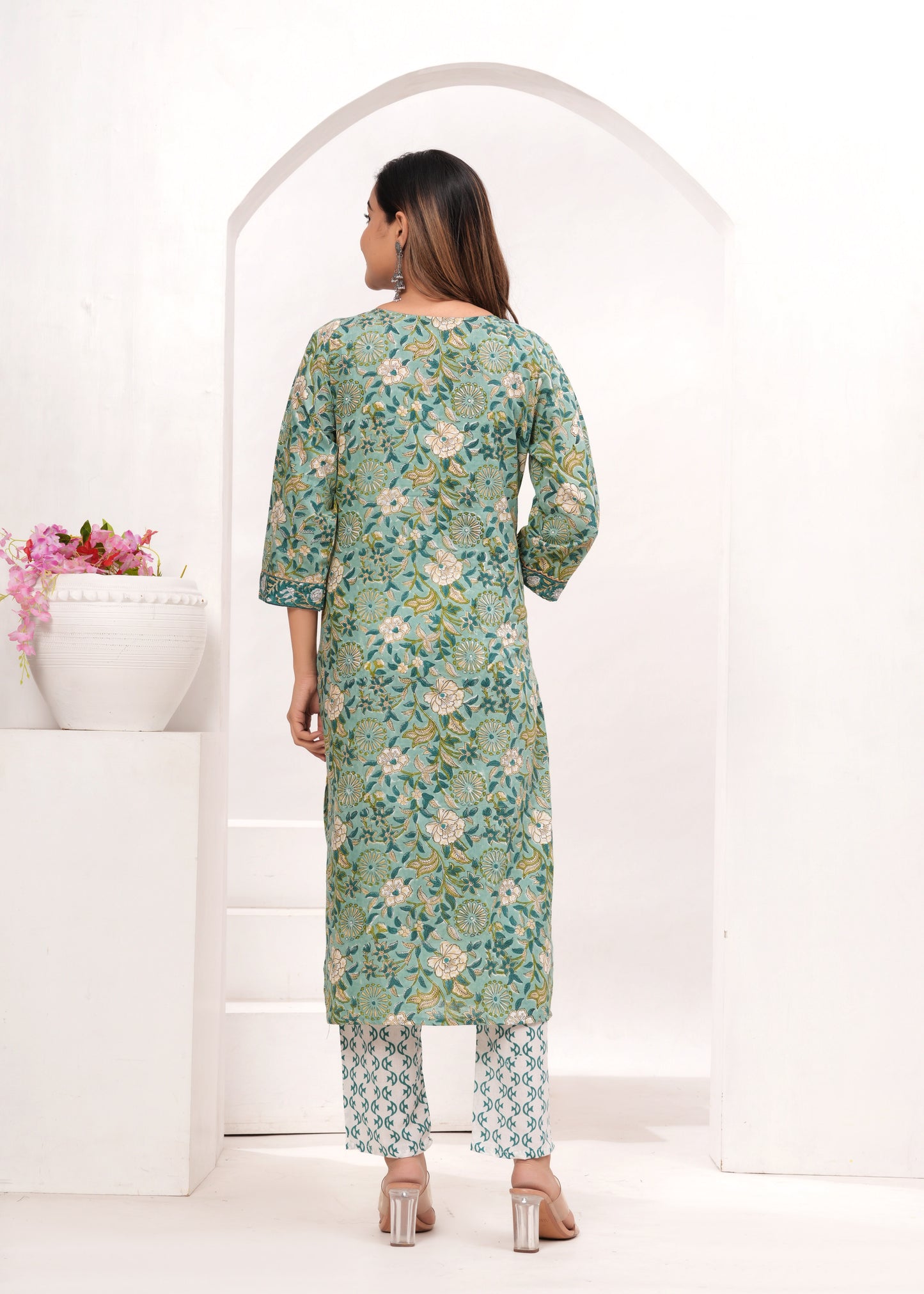 Shades of Green Hand Block Printed Suit Set