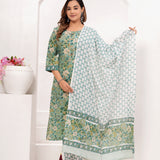 Shades of Green Hand Block Printed Suit Set