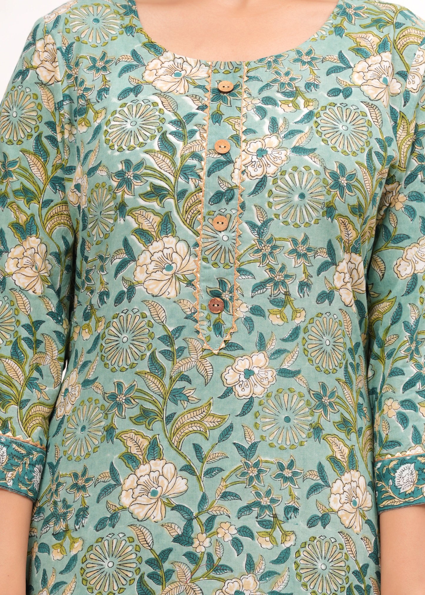 Shades of Green Hand Block Printed Suit Set