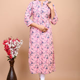 Jaipuri Blush Pink Jaal Print 100% Cotton Straight Kurti