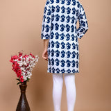 Jaipuri Blue Paisley 100% Cotton Short Kurti