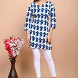 Jaipuri Blue Paisley 100% Cotton Short Kurti