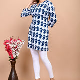 Jaipuri Blue Paisley 100% Cotton Short Kurti