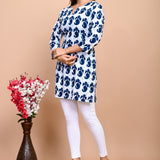 Jaipuri Blue Paisley 100% Cotton Short Kurti