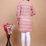 Jaipuri Pink Butti 100% Cotton Short Kurti