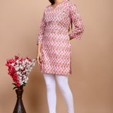 Jaipuri Pink Butti 100% Cotton Short Kurti