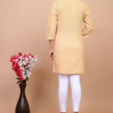 Jaipuri Yellow Jaal 100% Cotton Short Kurti