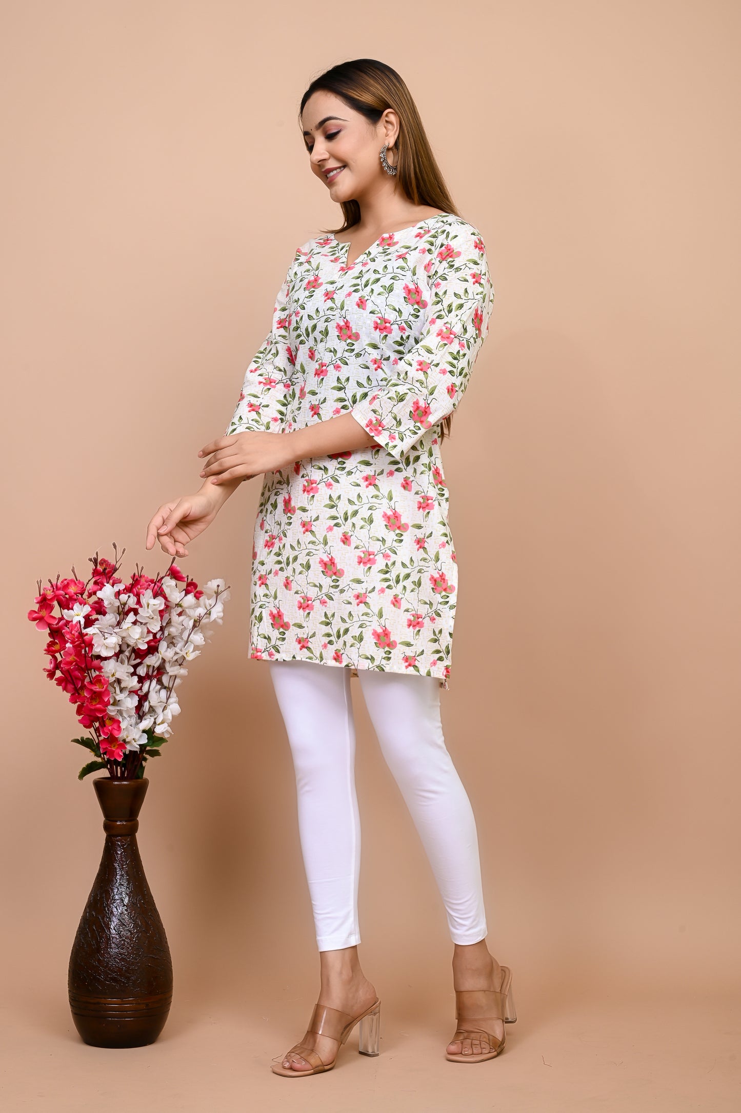 Jaipuri Pretty Pink 100% Cotton Short Kurti