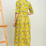 Yellow paisley 100% cotton Flared kurti